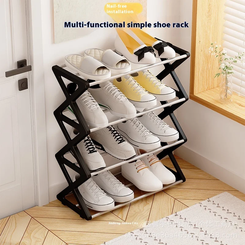 Factory Direct Multifunctional Metal Shoe Rack Dustproof Storage Ladder in Student Wood Panel Style for Dormitories