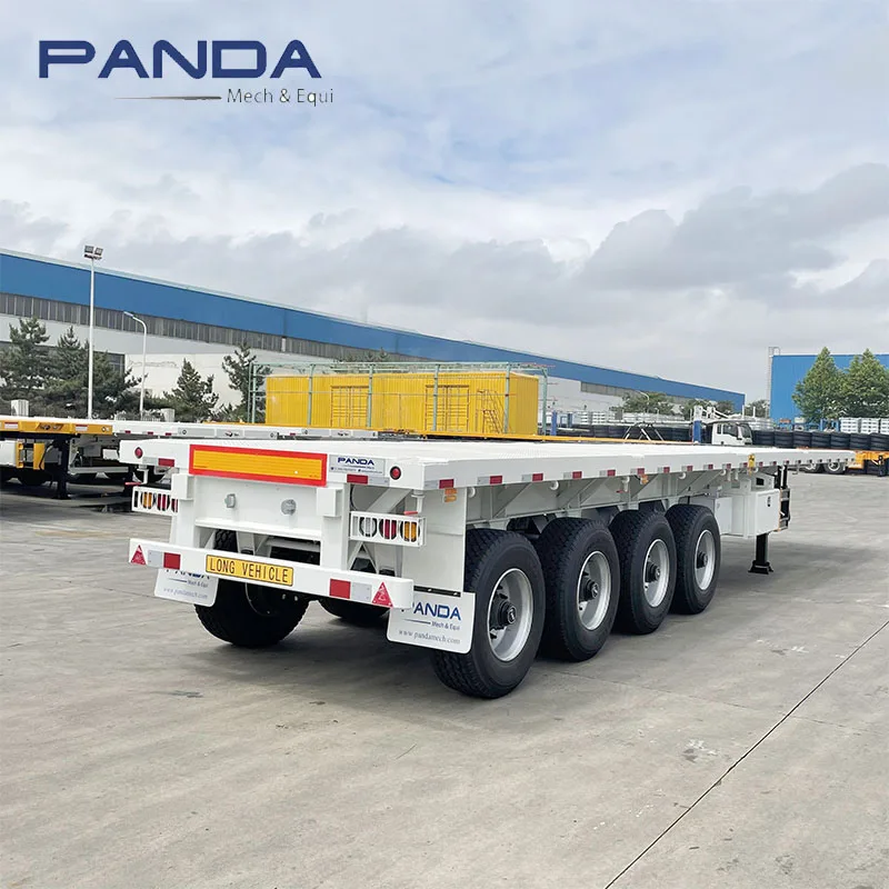 4軸40フィート50トンフラットベッドセミトレーラーコンテナ