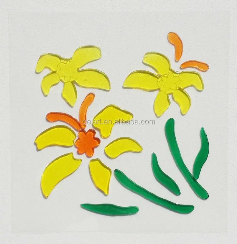Colorful  Flower Stars Design Decorative  Custom Jelly Gel Stickers Gel Window Clings