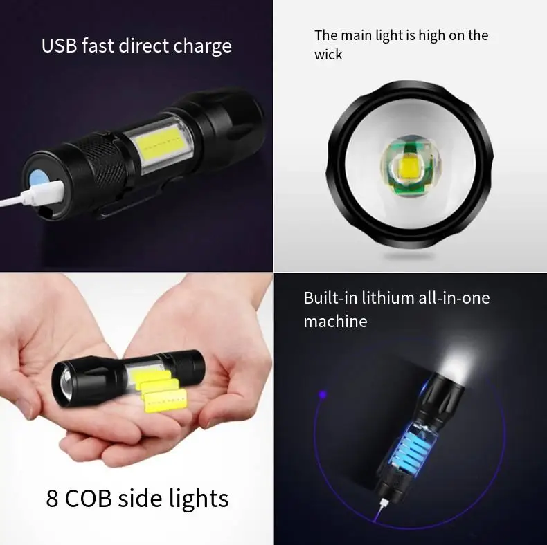 Portable EDC Promotional Rechargeable Super Bright Powerful Mini LED COB Tactical Torch Keychain Self Defense Flashlight factory