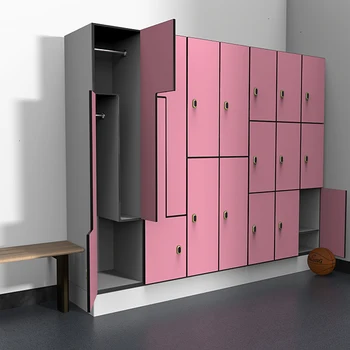 Wood grain RFID lock smart hpl locker electronic lockers for gym changing room
