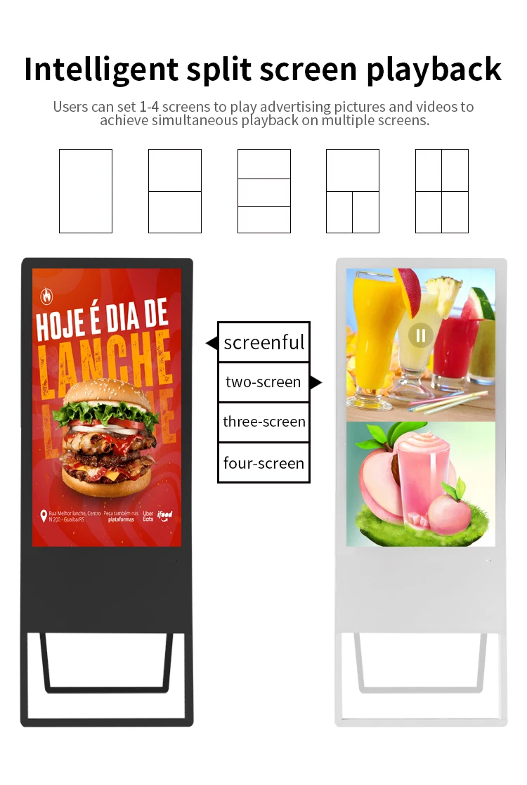 electronic  brand advertising machine split screen loop playback cosmetics display advertising display screen ticker human