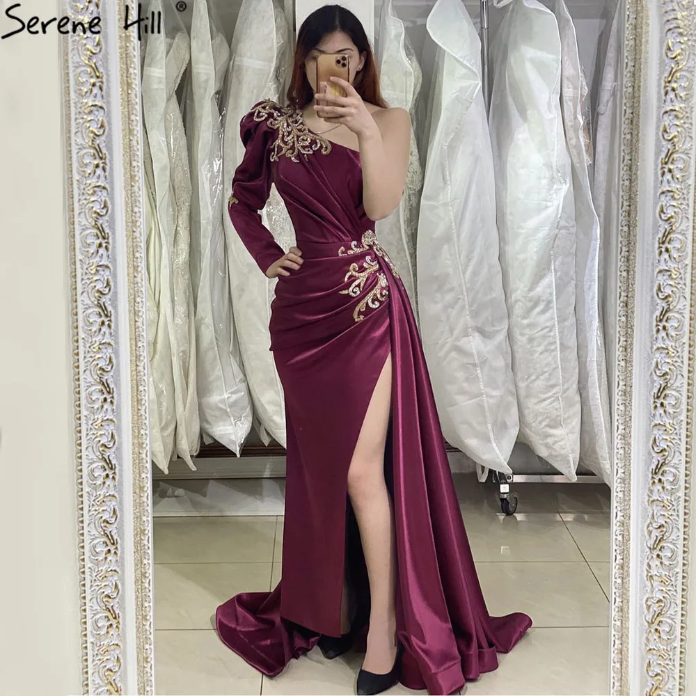 Picotear Precioso Comprimido Wholesale Vestido de noche de satén de un hombro para mujer, traje elegante  Formal de fiesta de sirena, color vino tinto, abertura alta, Serene Hill,  LA71322, 2022 From m.alibaba.com