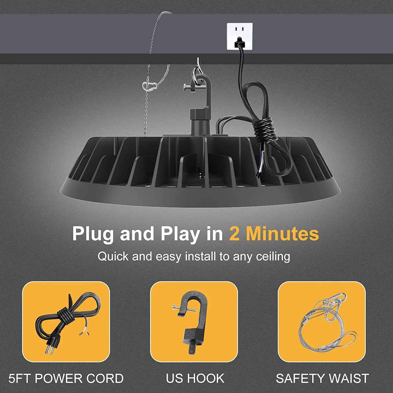 Omsen 5 Years Warranty 200w Induction Led Ufo High Bay Led Light 100w ...