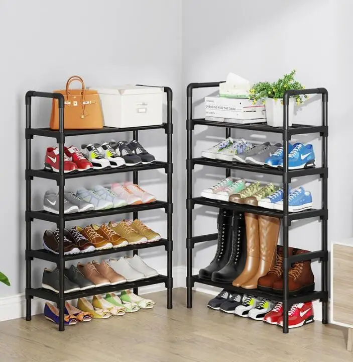 Foho Metal Stackable Shoe Rack Adjustable Boots Storage Shelf Simple