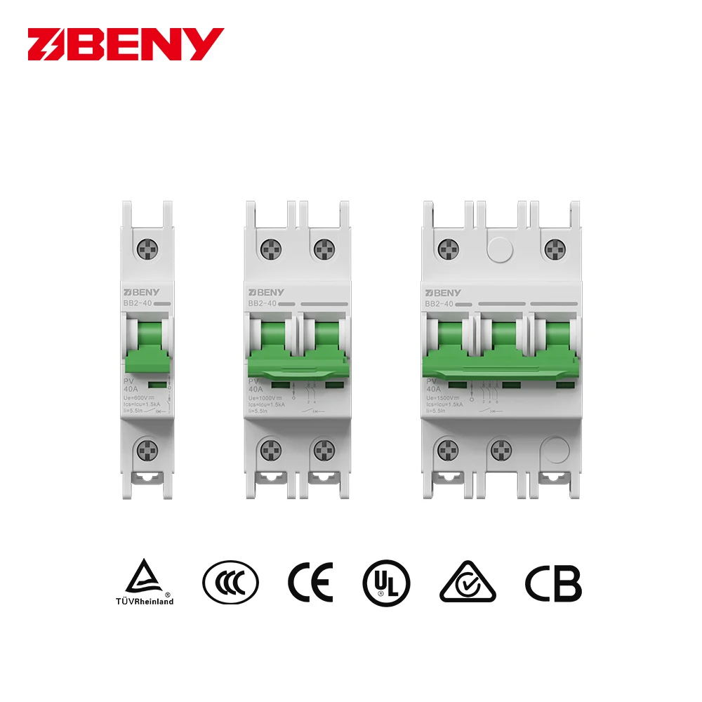 BENY Solar DC  Miniature Circuit Breaker 3P 1500V 40A Mini Circuit Breaker MCB for Photovoltaic Combiner Box