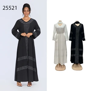 Wholesale New Middle Eastern Muslim Clothing Robe Rhinestone Long Sleeve V-neck Dress