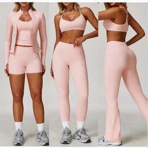 Custom Logo Women's Slim Fit Sportswear Workout 3 Pieces Fitness Yoga Sets for Woman Gym Wear