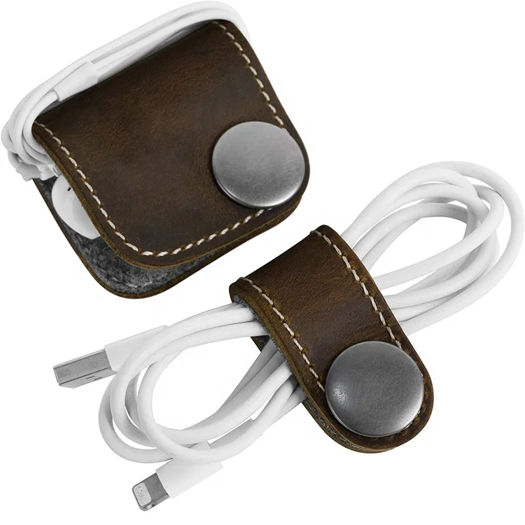 hogtnd Organizer per cavi auricolari in pelle per una facile