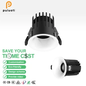 PULUOTI Modern 55mm 8W LED Recessed Spotlight Indoor Lighting Arc Adjustable Down Light Lamp New Design with Aluminum White