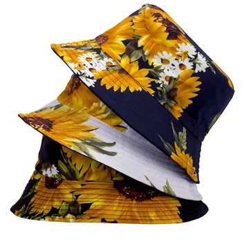 BSBH 100% Cotton Soft Double Wear Floral Bucket Hat Custom Logo For Folding Outdoor Fishing Wide Brim Visor Sun Protection Hats