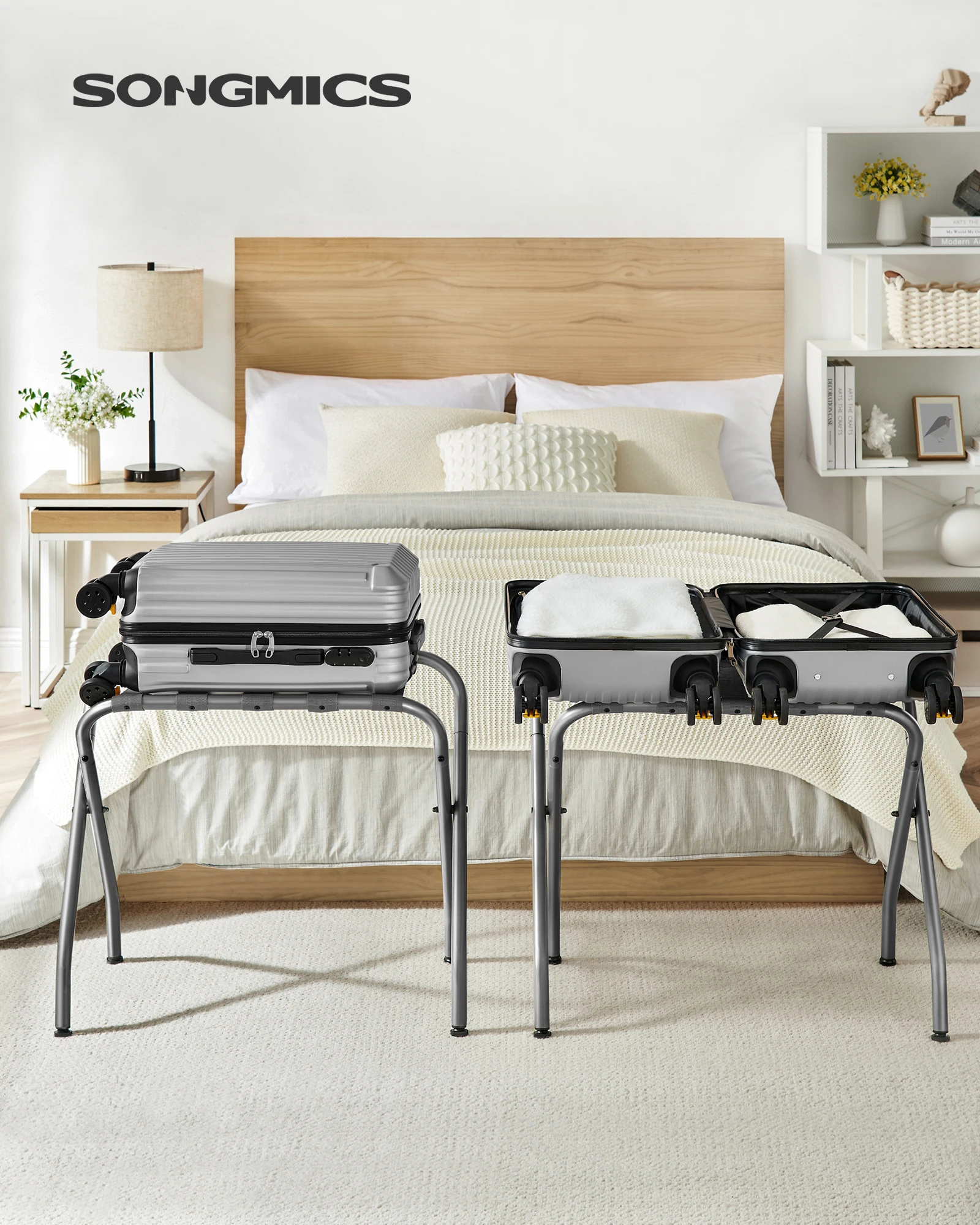 Songmics High Loading Capacity Folding Suitcase Baggage Stand Hotel