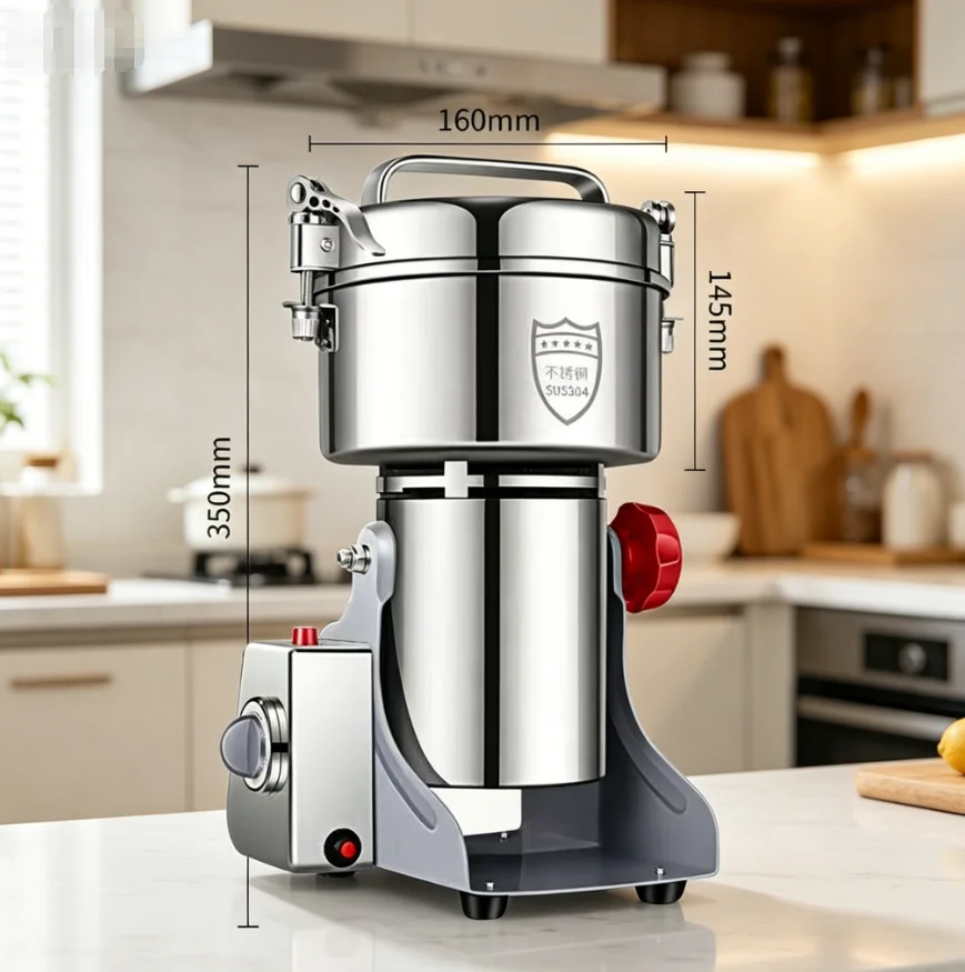 Commercial Electric Vertical Grinder 800g/1000g/2000g | Stainless Steel Spice Coffee Grain Grinding Crushing Equipment