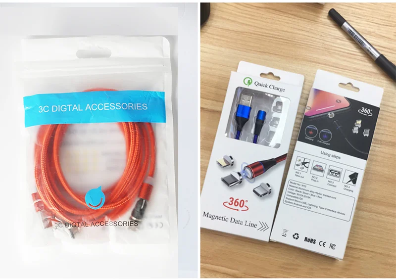  JMTO оптовая продажа 5A usb c нейлоновый кабель Быстрая зарядка 3 в 1 вращающийся на 360 провод Магнитный м usb-c зарядный