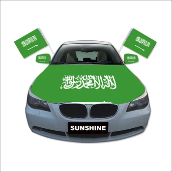 Sunshine Double Stitch Individual Package Saudi Arabia Car hood mirror window Flag Stand For Outdoor Decorate