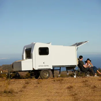 High Quality Lightweight Removable Fiberglass Hitch Customizable Mobile Cabin Caravan Short Travel Big Shortage Camper Trailer