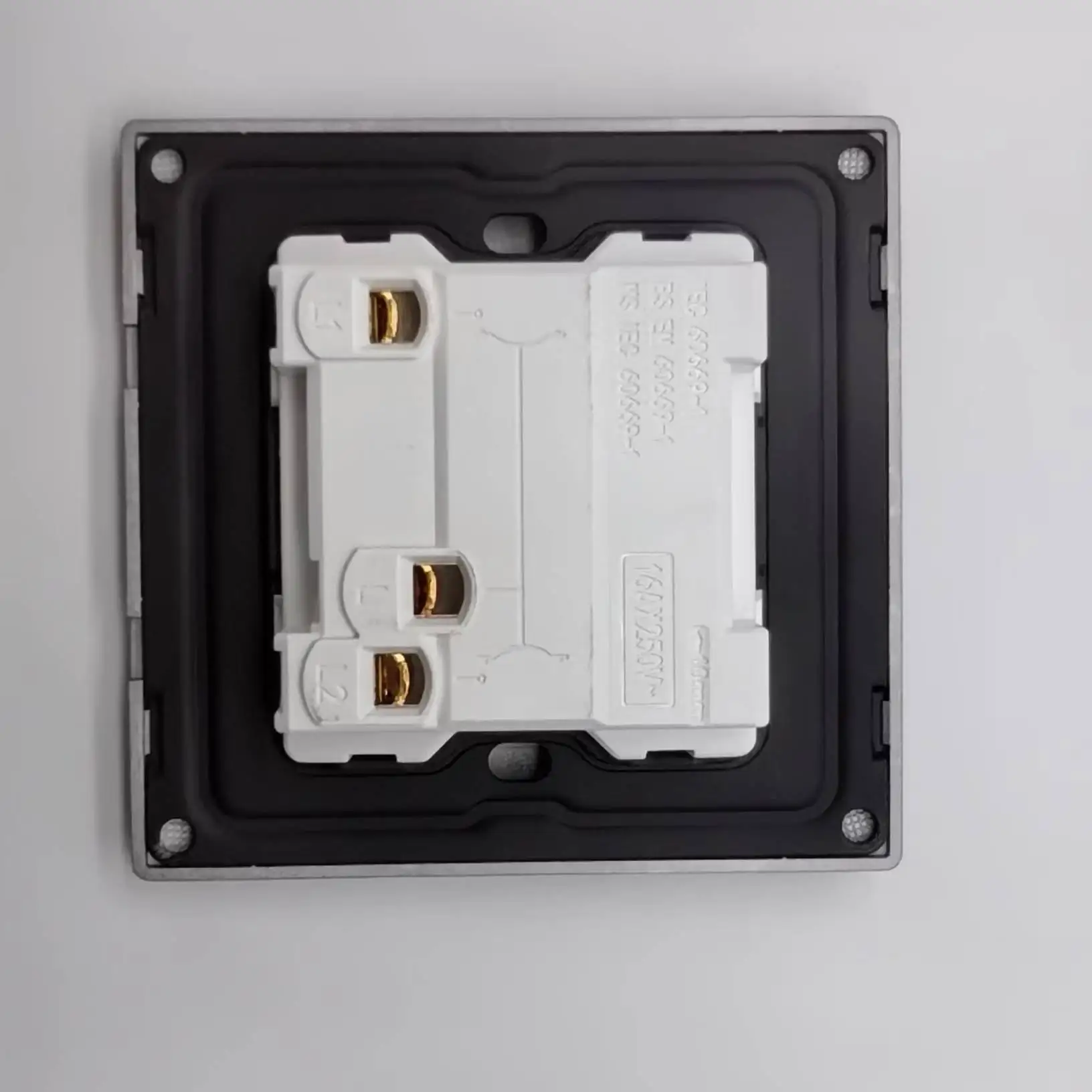 British Standard Two Gang Frameless Manufacturer Fashion Design Classical Black Wall Switch for Commercial Home Use