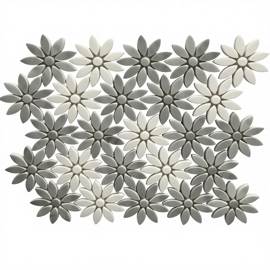 Wonderful Flower Stone Mosaic Art Design for Kitchen Pool Living Room and Interior Wall Decor Resin and Marble Material Tile