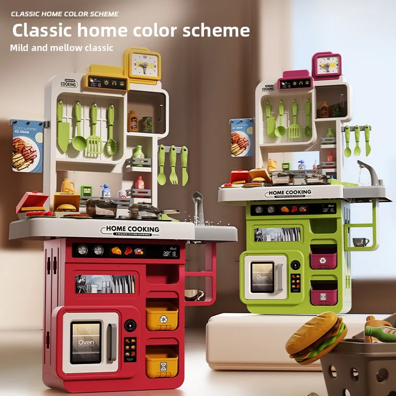 Kids Kitchen Play, Pretend Play Kitchen with Sounds and Lights, Cooking Stove Steam,Play Sink and Play Food