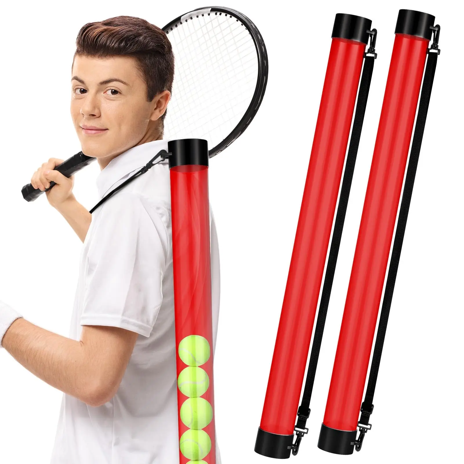 Tennis Ball Grabber Tennis Ball Pick up Tube with Shoulder Strap Lightweight Tennis Ball Retriever Collector Tube Carrier details