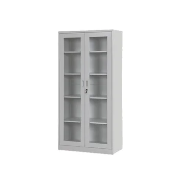 High Quality Office Sliding  File Storage Cabinet With 2 Glass Doors Metal Filing Cabinets