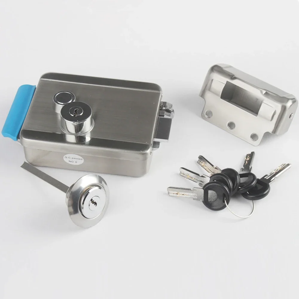 Electric Riser Lock Stainless Steel DC12V Electric Rim Lock With Keys for Home Video ...