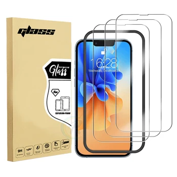9H with Easy Installation Frame for iPhone 13 screen protector 3 pack tempered glass for iPhone 14 2022