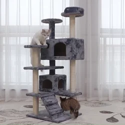 Wholesale 2 3 4 Level Multi Layer Wood Cat Tower Toy Cactus Scratching Post Cat Tree Tower