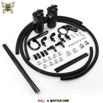 For Honda for Civic Type R FK8 FL5 Oil Catch Can Baffled 2-Port Aluminum Reservoir New Fuel Tank Two Hole Breathable Kettle