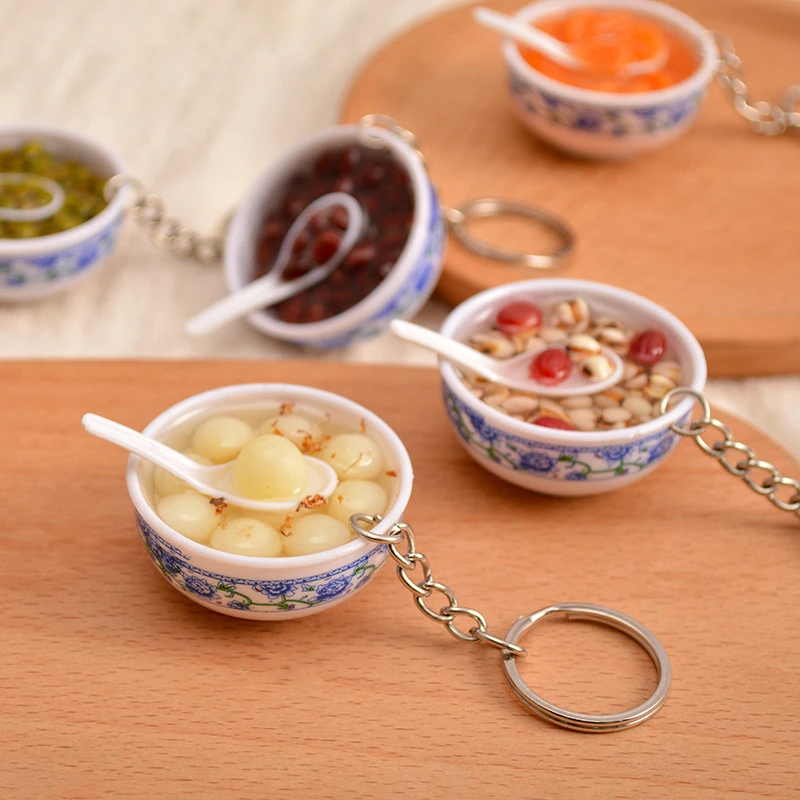 Производители пятно ПВХ минимодель игрушка кулон Творческий синий и белый фарфор чаша цепочка для ключей аксессуары