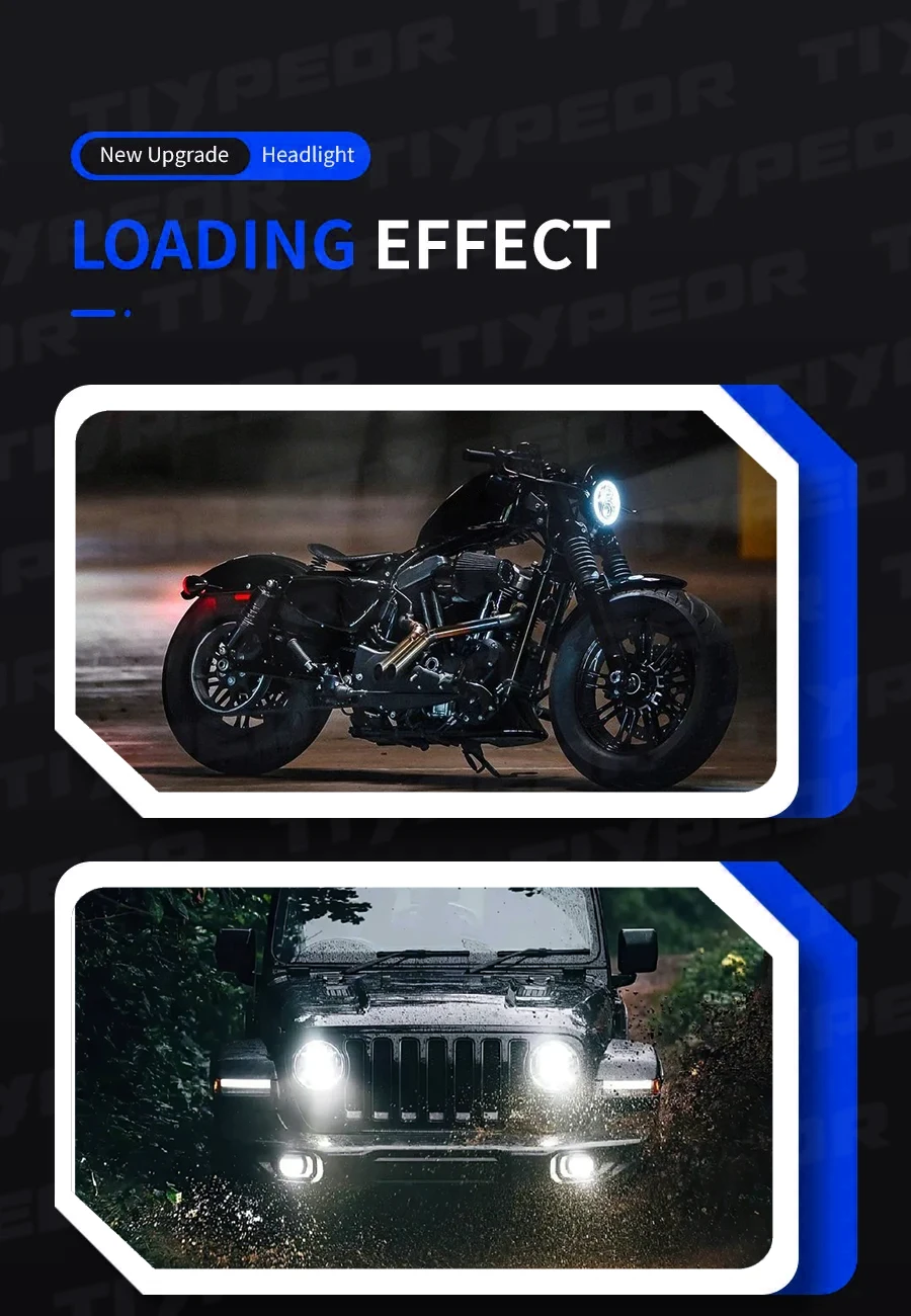 product tiypeor universal 7inch round motorcycle drl led headlight super bright car auxiliary fog light-7