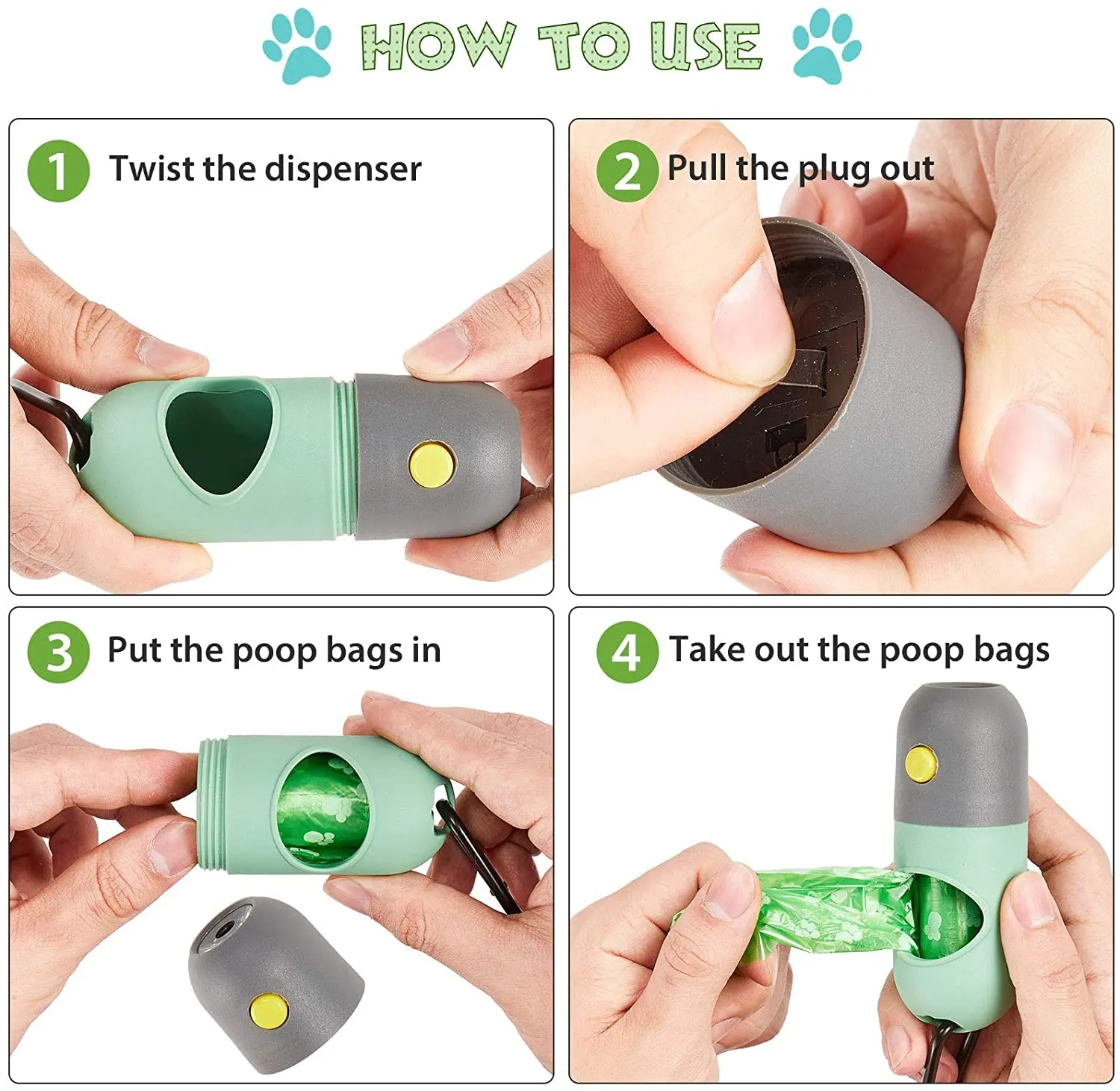 Multi Function Poop Bag Holder With Led Flashlight Rubber Dog Poop Dog ...