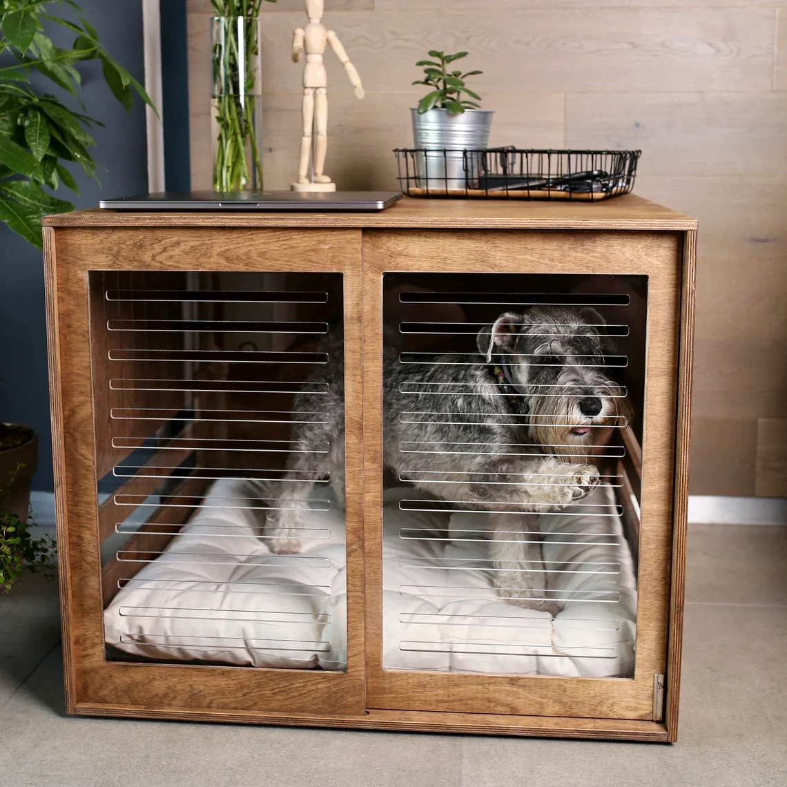 Modern Dog Crate With Acrylic Sliding Door With A Stopper Dordrecht Dog