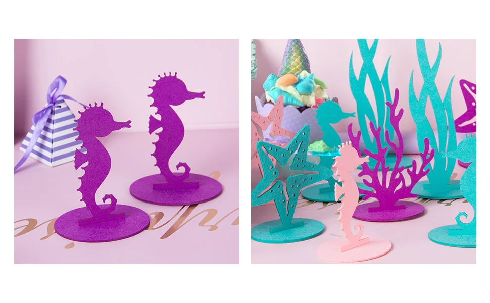 Mermaid Party Decor Set DIY Felt Seahorse & Coral Table Ornament