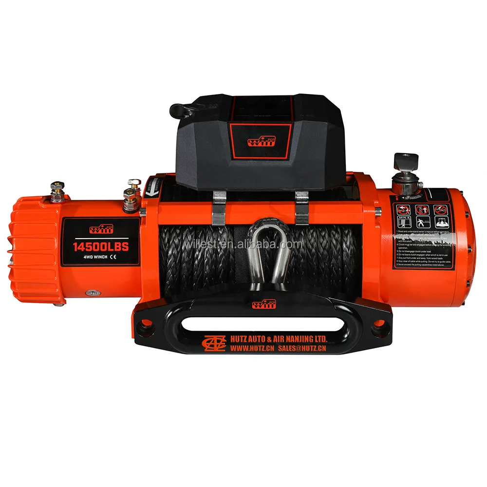 Восстановление автомобиля 4WD грузовая лебедка HUTZ 14500 фунтов внедорожная Лебедка грузовик прицеп Буксировка WIN14500F01DE 12v 24v Водонепроницаемая канатная