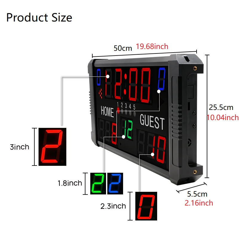 Ganxin 14 Digit Portable LED Electronic Basketball Scoreboard with 24s Shot Clock Digital Score Board for Multi Indoor Sports