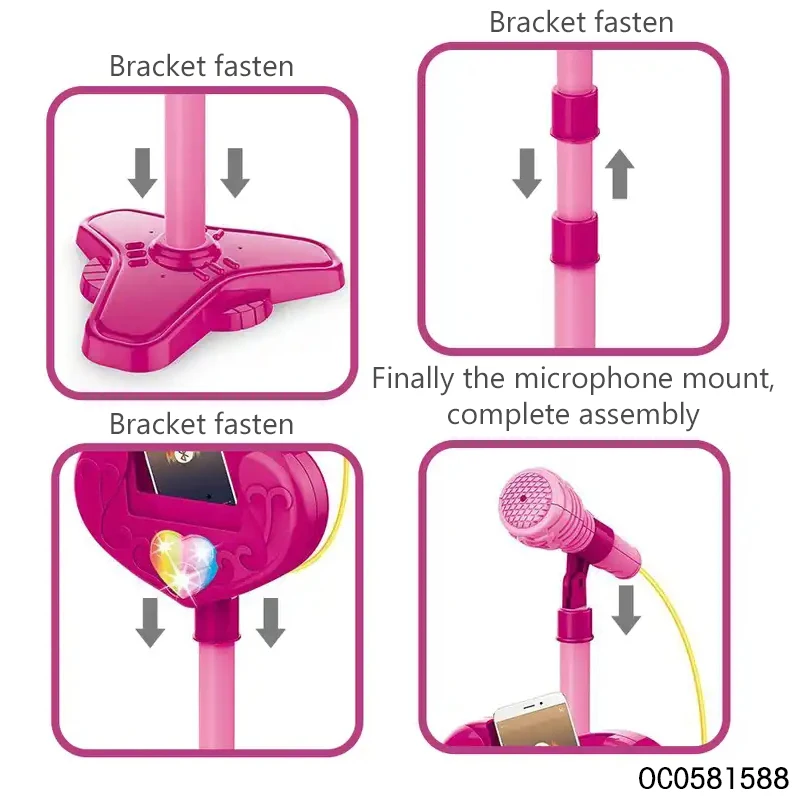 Lighted Up Pink Electronics Singing Toy Microphone With Stand For Kids   H7e21e65d66f64f9ea7acaf9c0d6ca94em 