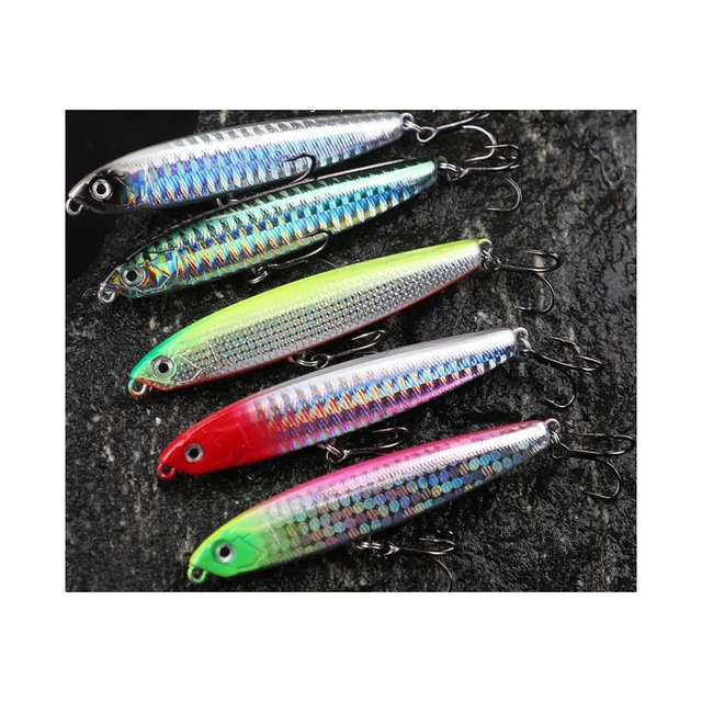 10g/14 g/18g 3D biomimetic Lure bait pencil double hook submersible pencil long throw dazzling laser enhanced treble hook bait