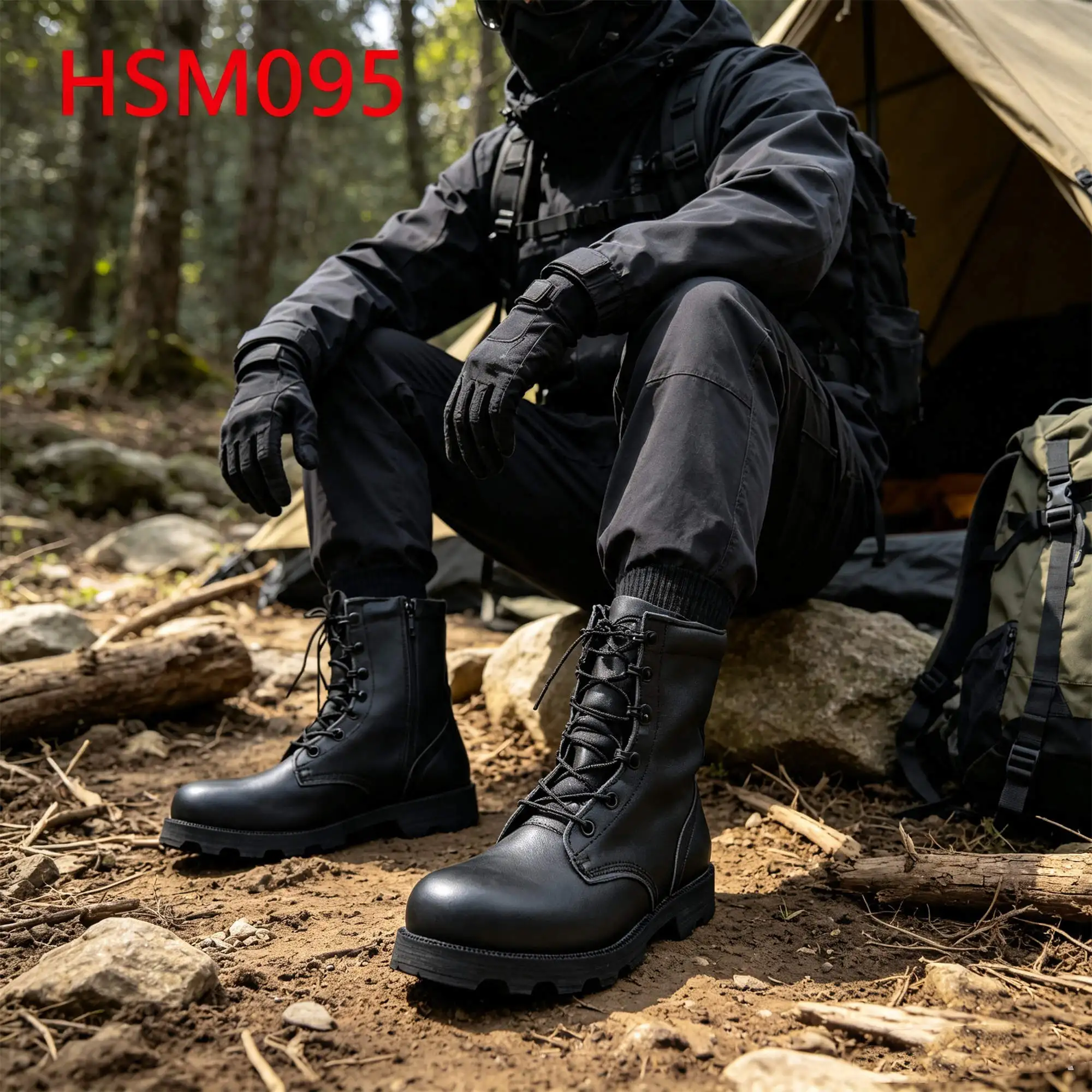 ZYF,Mountain Hiking One Pair Available Full Grain Leather Combat Boots Hua Singh Men Leather Boots with Special Shoelace HSM095