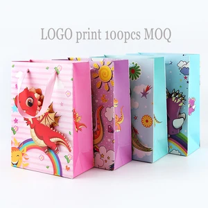 Children's Gift Cartoon White Card Thickened Shopping Craft Paperboard Bag for Storing for Bronzing