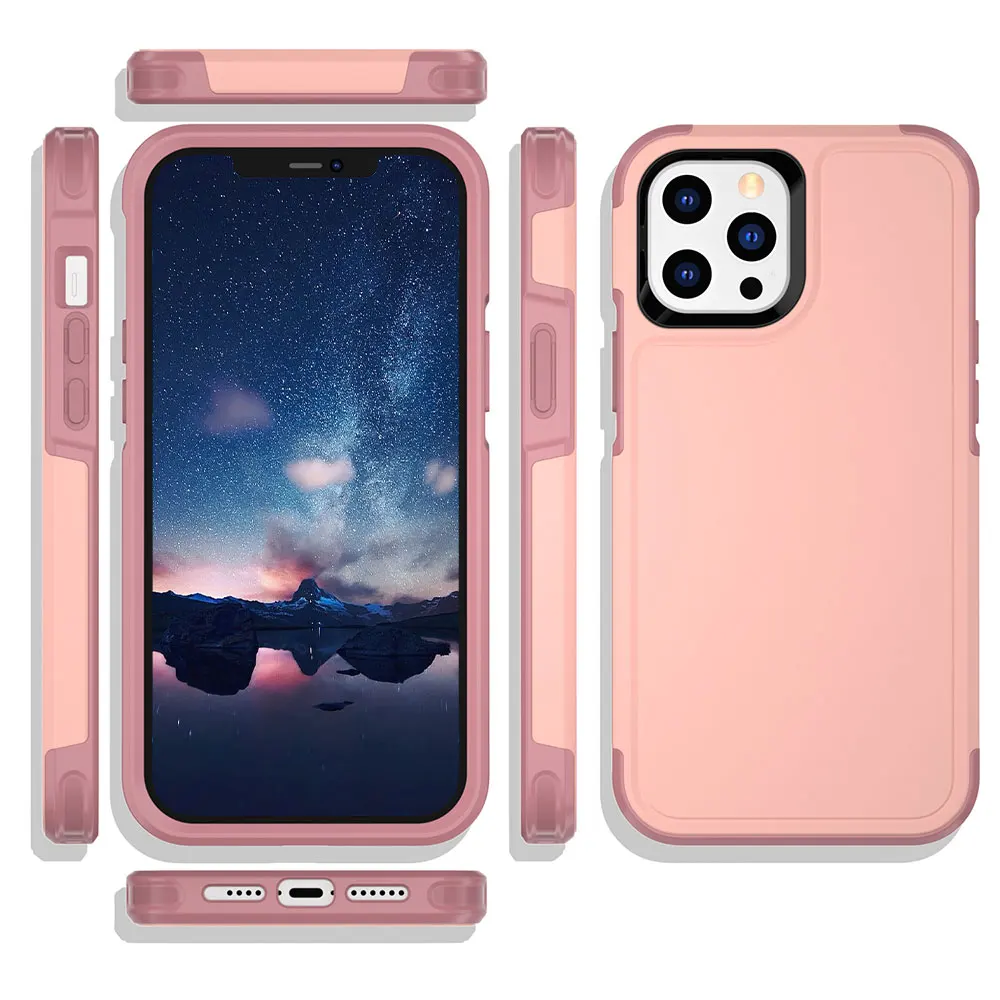 Luxury Cell Phone Case Simple Anti Drop Multiple Colors TPU PC Pink Phone Cover For Iphone 15 14 13 Pro Max Plus