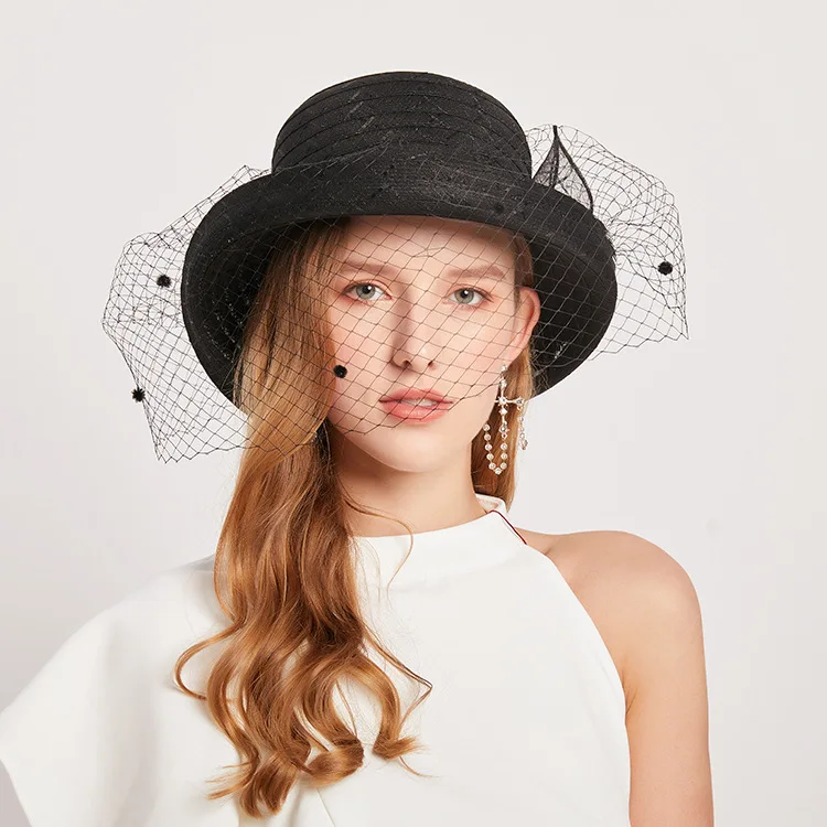 Chapeau Kentucky En Organza – Large Bord, Pliable, Réglable, Pour Mariage, Thé, église, été, Protection Solaire