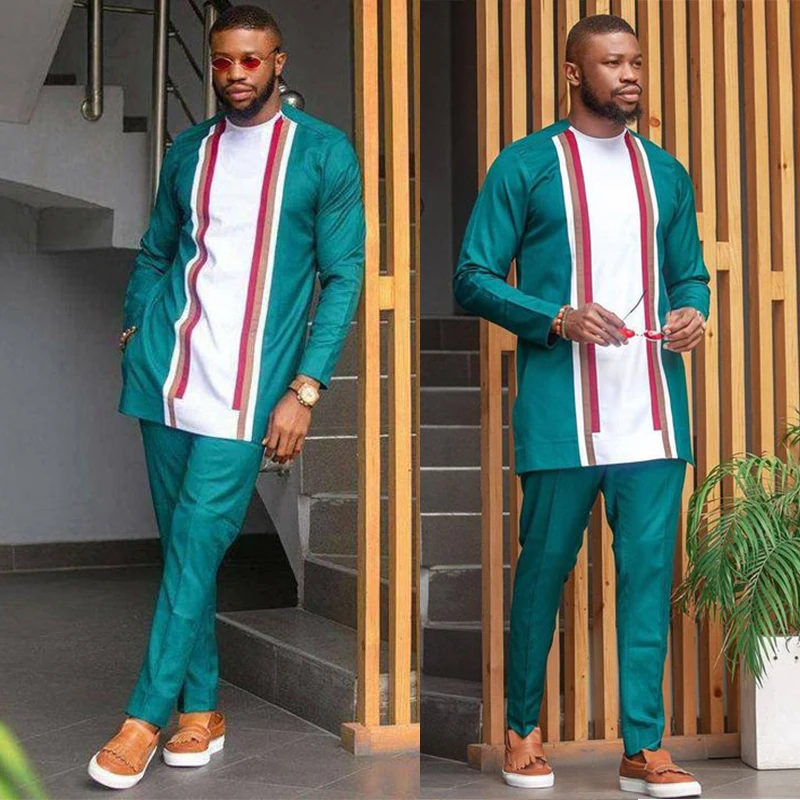 ChinazoAfrican men's clothing / wedding suit/dashiki / African men's shirt/ vêtement africain/ chemise et pantalon/African attire/prom popular dress