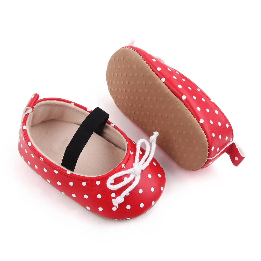 Wholesale polka dot baby princess shoes girls cute bow-knot toddler shoes details