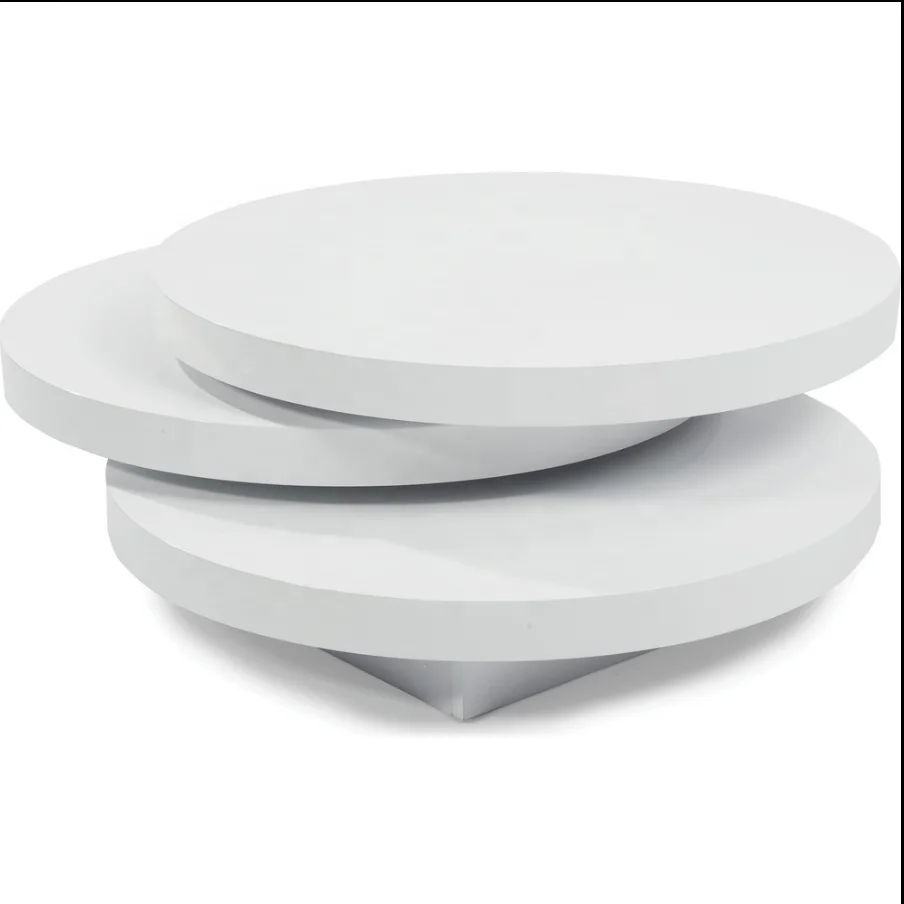 Hot Selling Square Coffee Table in White  High Gloss MDF 3 Liers square Coffee Tables