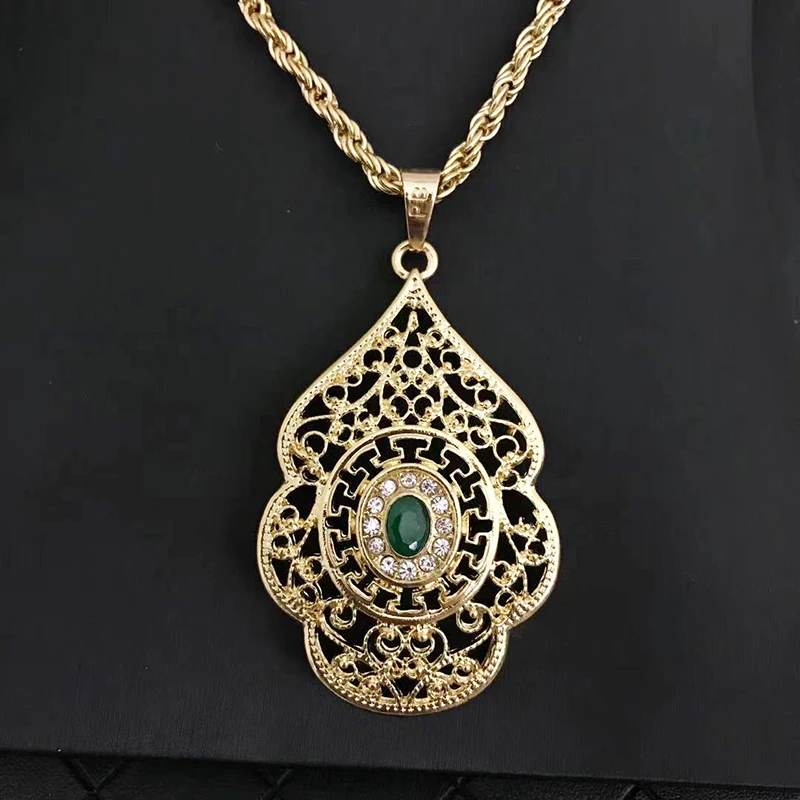 杜拜黄金金属粗链吊坠项链女男嘻哈摇滚骑士项链饰品饰品批发