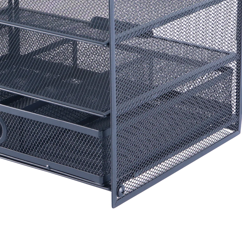 Metal Mesh Wire 5 Tier Office Document Desk Shelf Large File Rack Metal ...