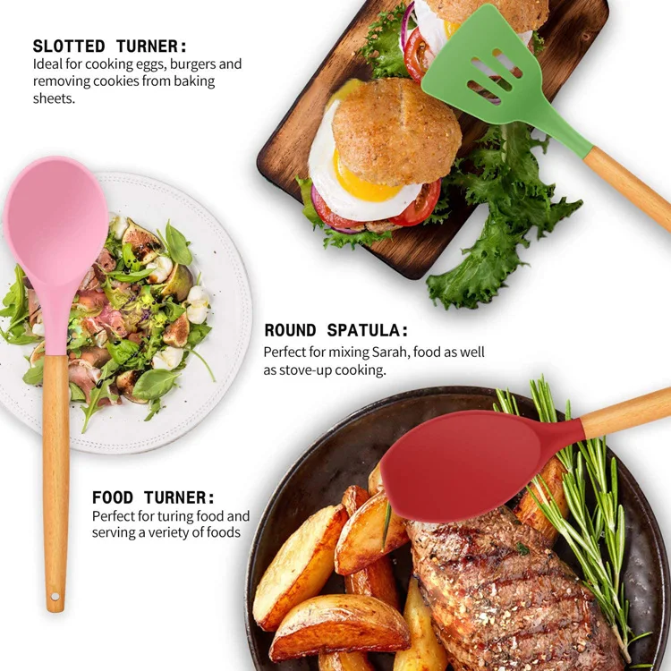 Newell Set 11 Pcs Set Cooking Handles Kitchen Accessories Kitchen Set Silicon Utensil Kit for Multiple