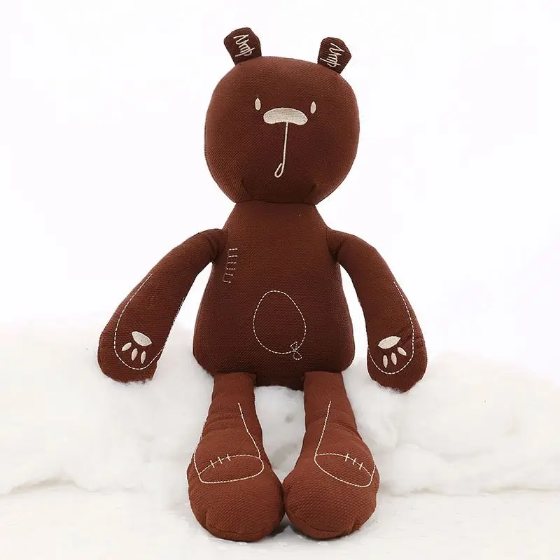 Baby Safe Cute Comforter Toy Muslin Soft Bear Stuffed Cuddle Teddy with Embroidery Mouth Eyes Nose Cheap Price Good Quality