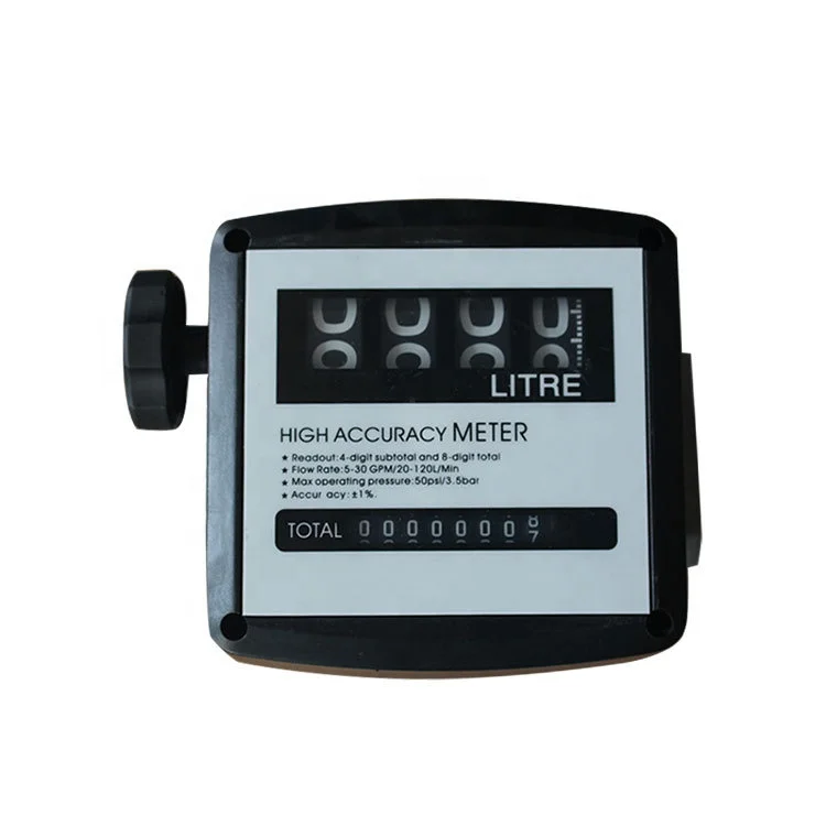 4-Digit Mechanical Flow Meter for Fuel Petrol Oil Diesel Gasoline Gallon & Liter Counter-OEM Customizable